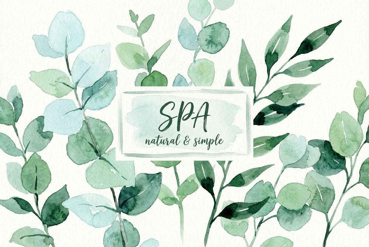 watercolor spa botanical