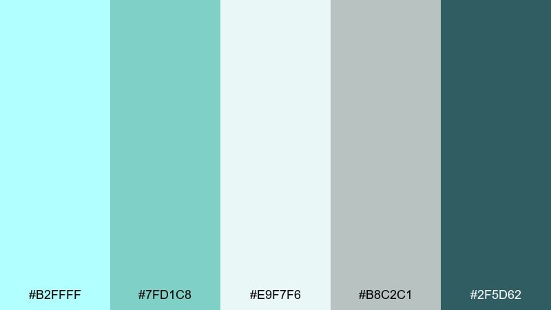 sea glass calm celeste color palette with hex codes