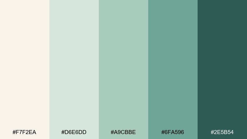 sea glass calm eggshell color palette with hex codes