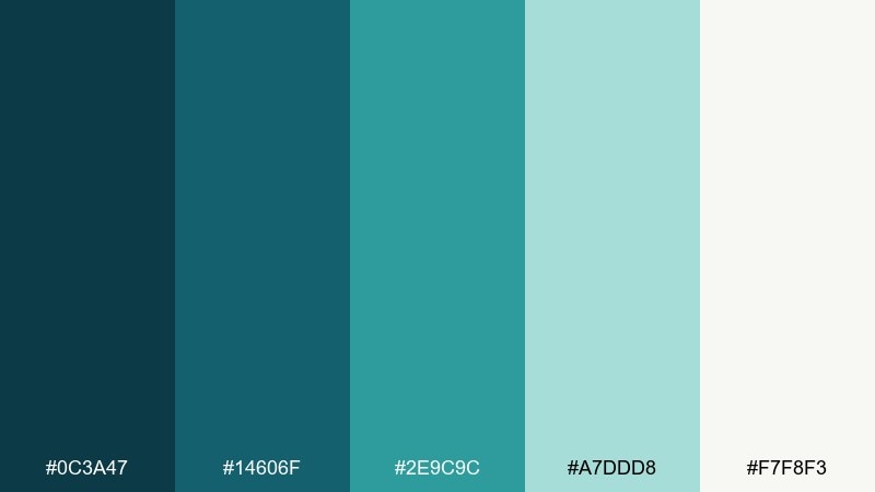 sea glass minimal atlantis color palette with hex codes
