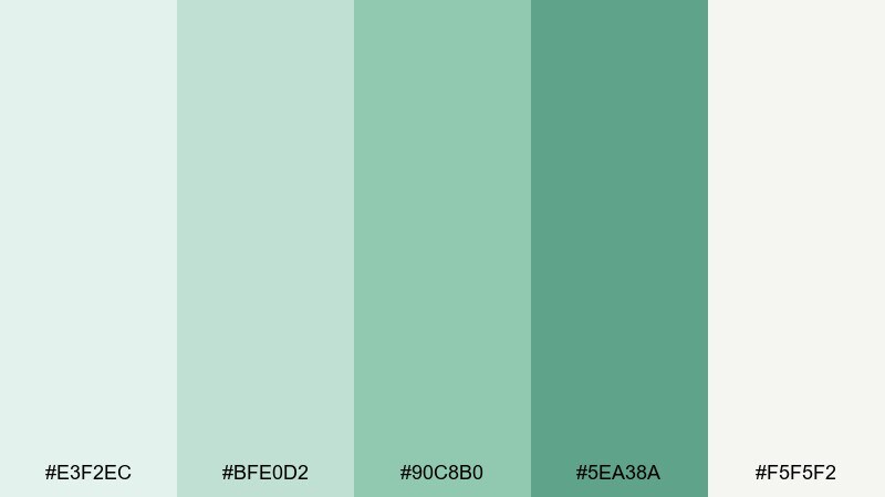 sea glass minimal pale green color palette with hex codes