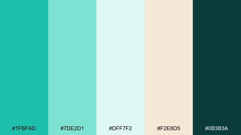 sea glass mint green turquoise color palette with hex codes