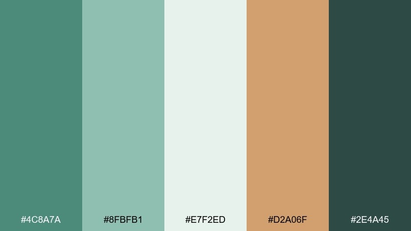 sea glass patina green copper color palette with hex codes