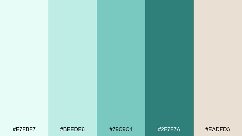 sea glass serenity spa color palette with hex codes