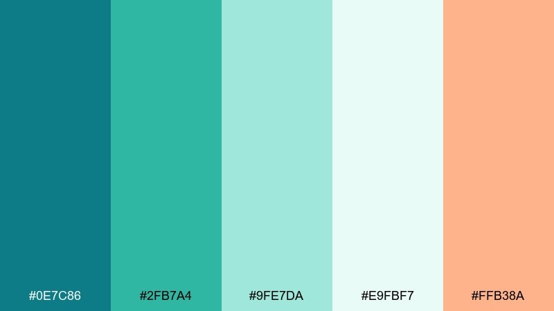 sea glass studio blue green teal color palette with hex codes
