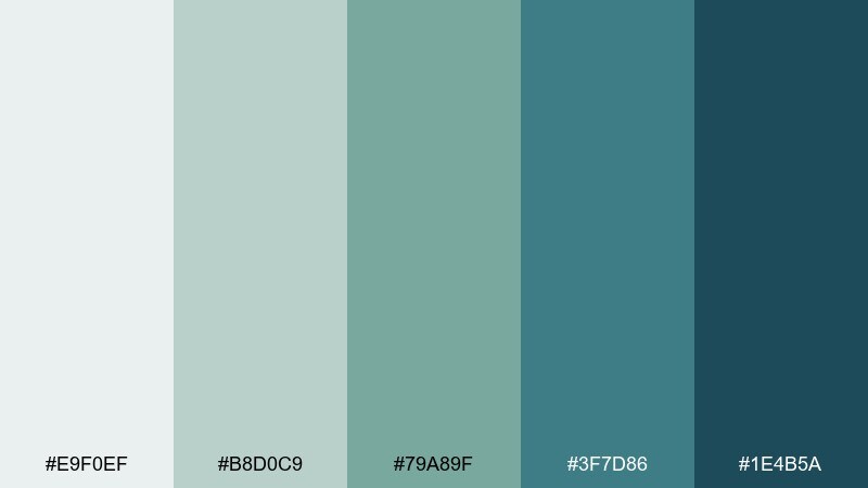 sea glass studio gray green blue color palette with hex codes