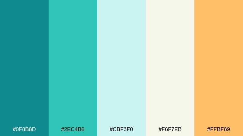sea glass studio color palette with hex codes