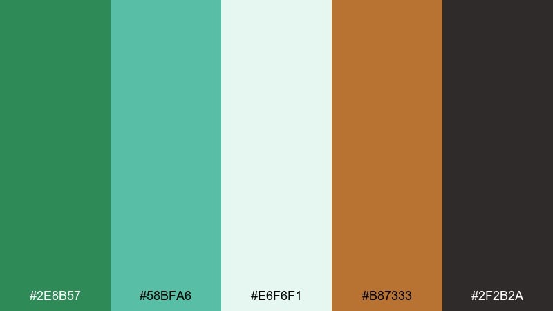 sea green and copper sea green color combination with hex codes