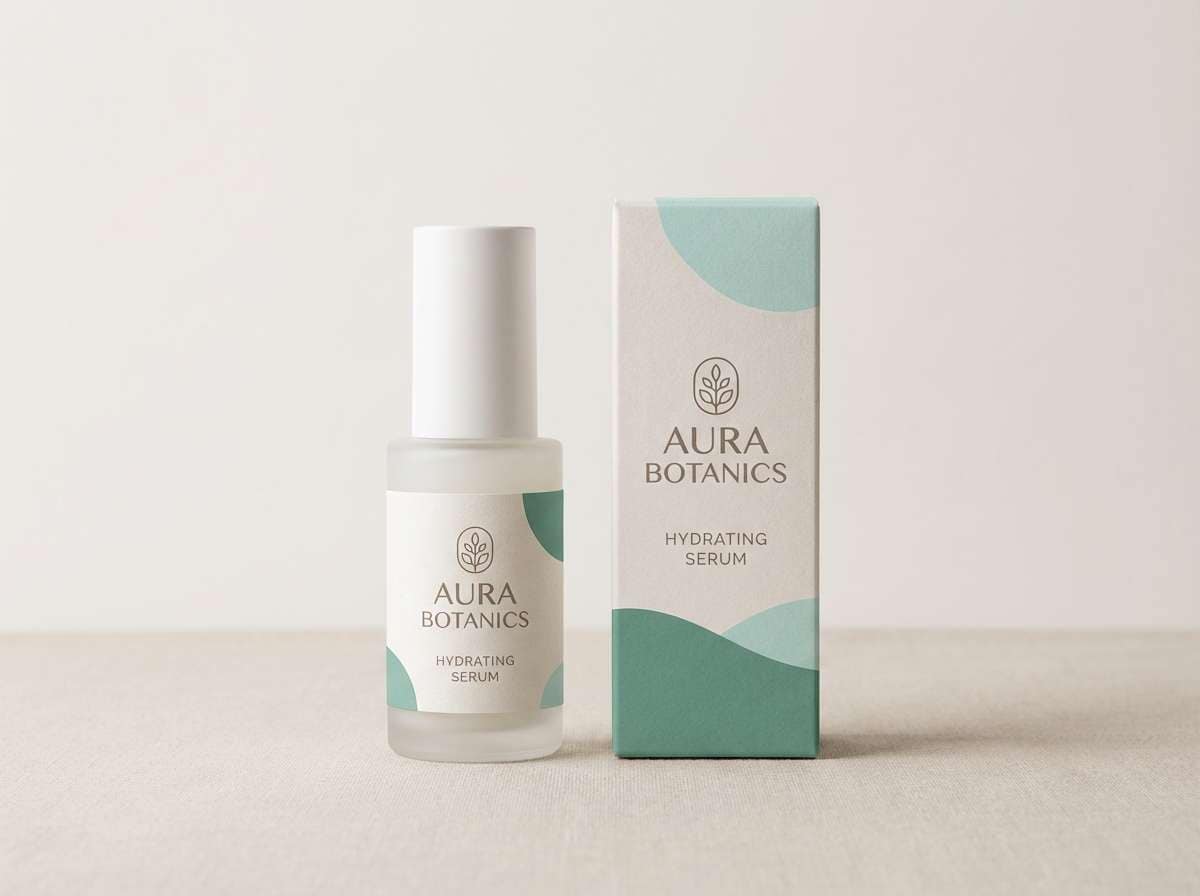 eco skincare packaging in sea green color palette