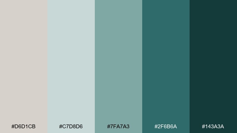 sea mist neutral timberwolf color palette with hex codes