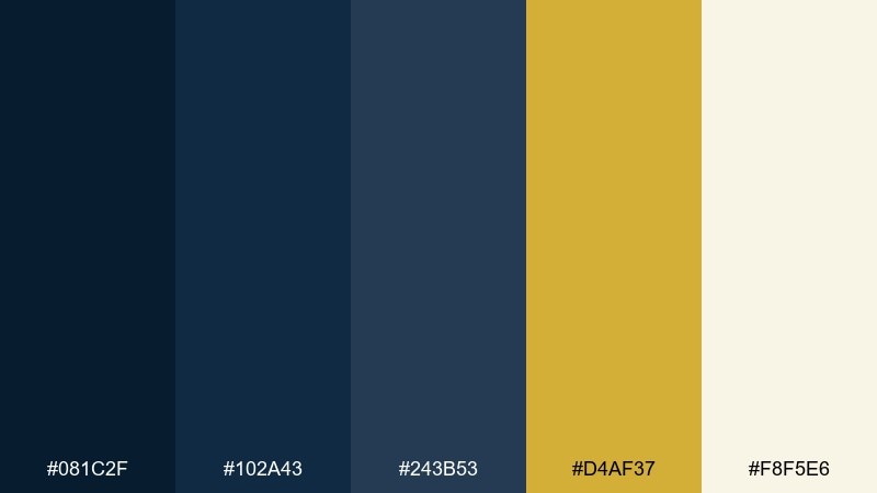 seafarer gold color palette with hex codes