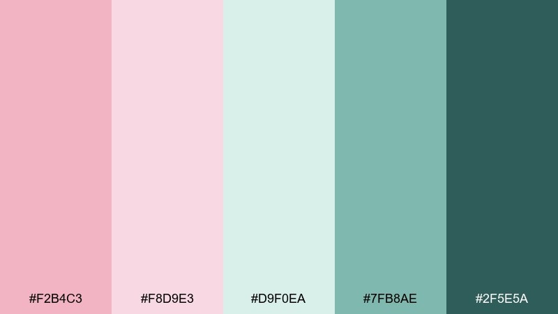 seafoam blush spa blush color palette with hex codes