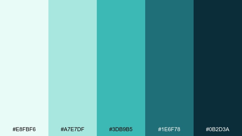 seafoam crest ocean wave color palette with hex codes