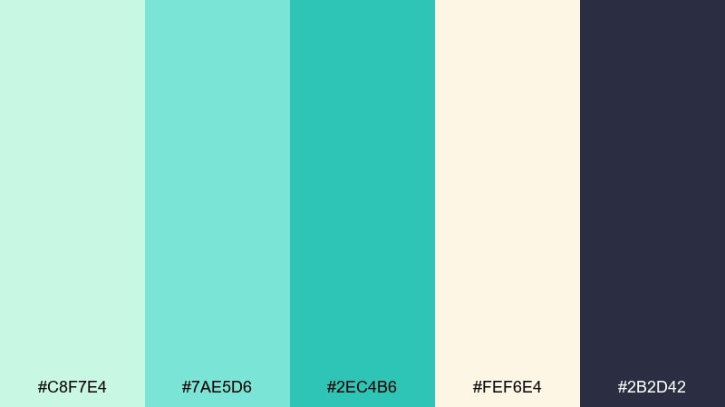 seafoam drift coral reef color palette with hex codes