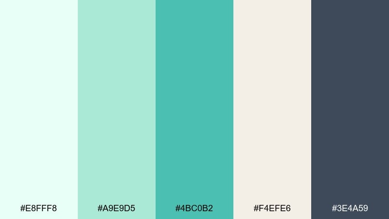 seafoam linen fresh color palette with hex codes