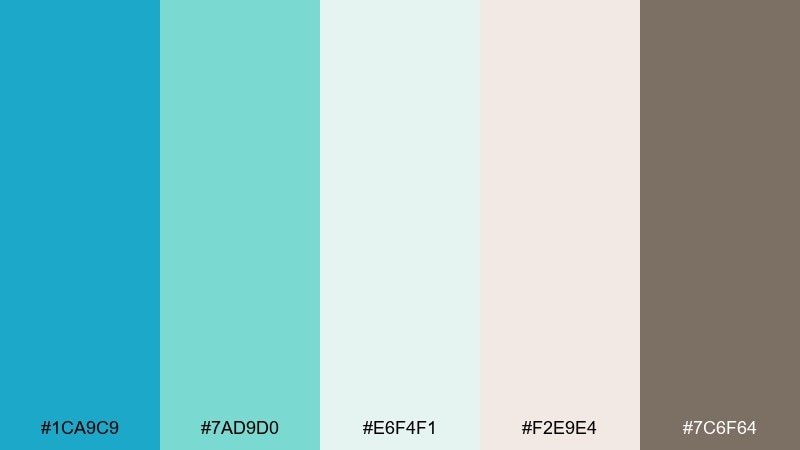 seafoam linen pacific blue color palette with hex codes