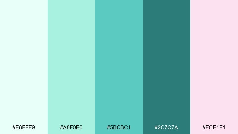 seafoam sherbet ice cream color palette with hex codes