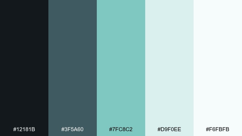 seafoam slate modern color palette with hex codes