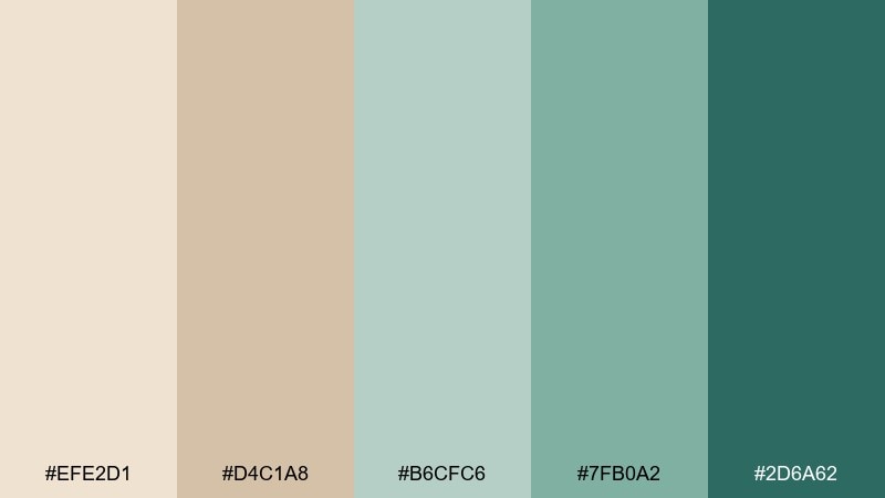 seafoam suede color palette with hex codes