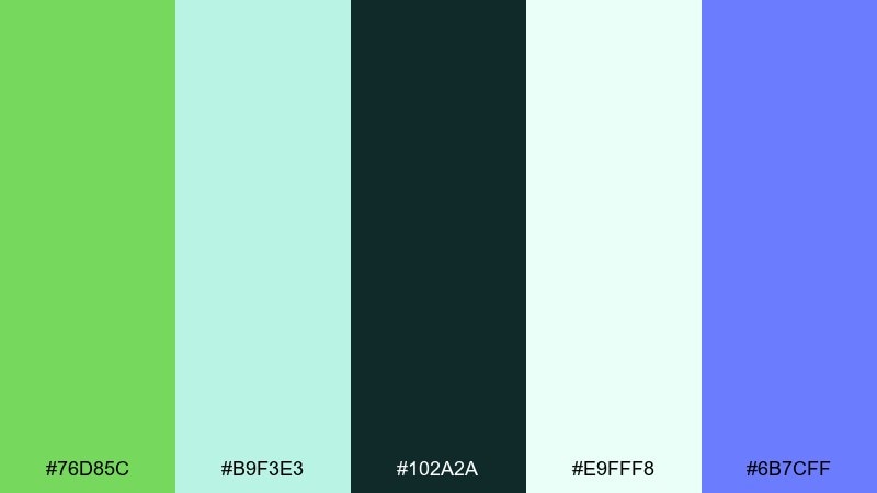 seafoam tech mantis color palette with hex codes