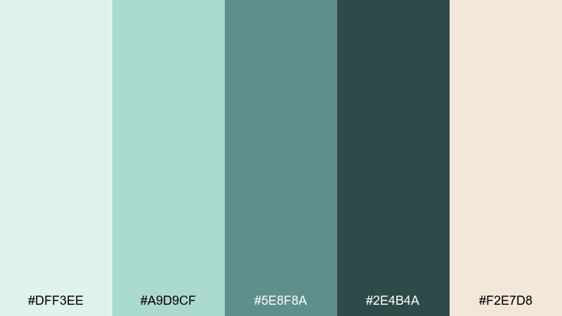 seaglass calm lighthouse color palette with hex codes