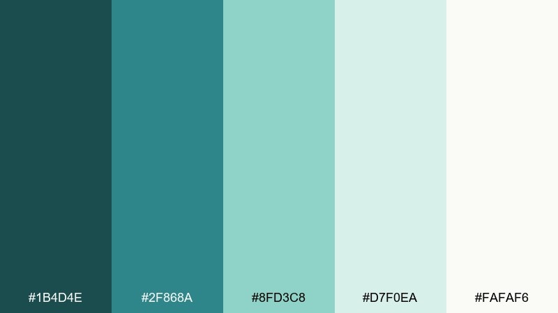 seaglass minimal teal blue green color palette with hex codes