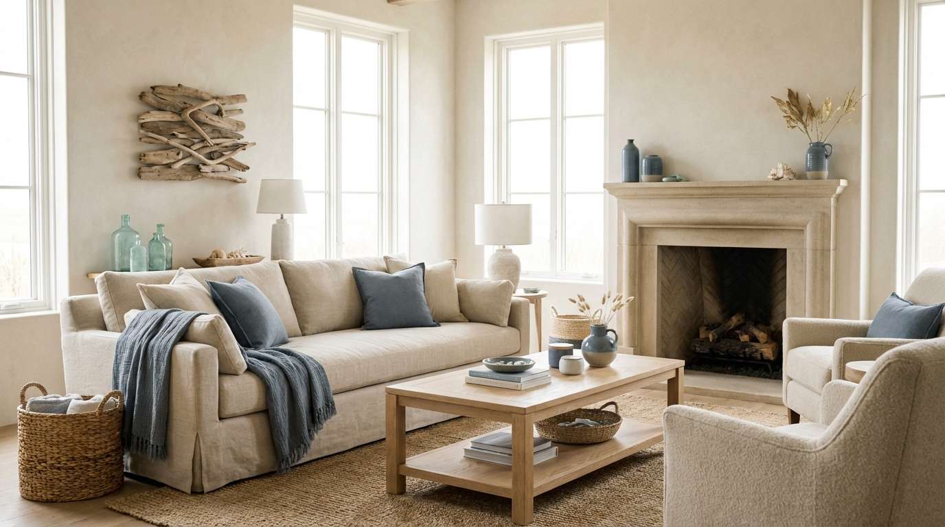 coastal linen living room