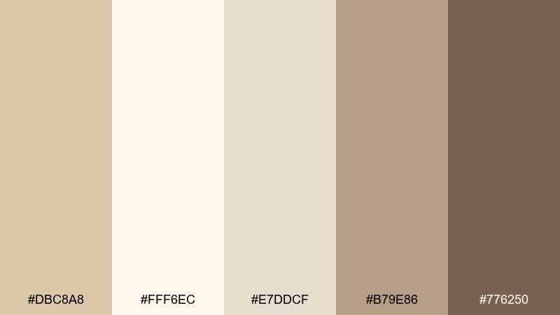 seashell matte beige sand color palette with hex codes