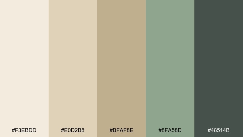 seashell sage white sand color palette with hex codes