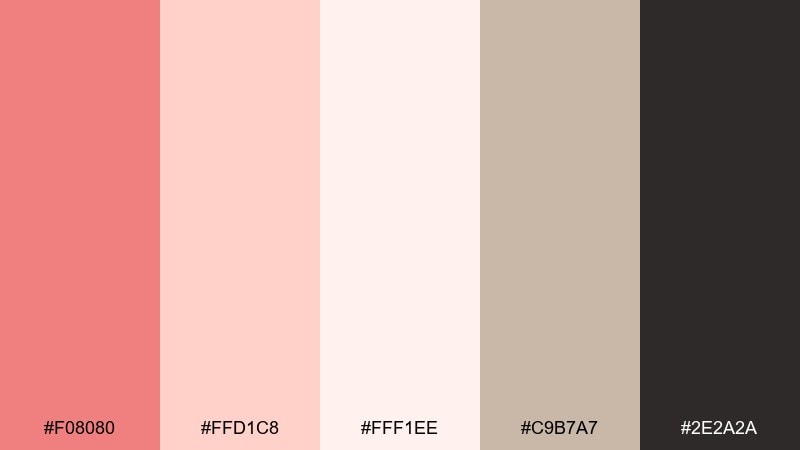 seashell sunrise light coral color palette with hex codes