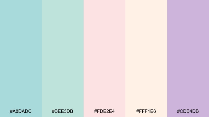 seaside chalk pastels color palette with hex codes