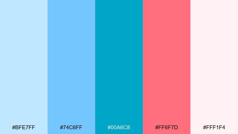 seaside coral light blue color palette with hex codes