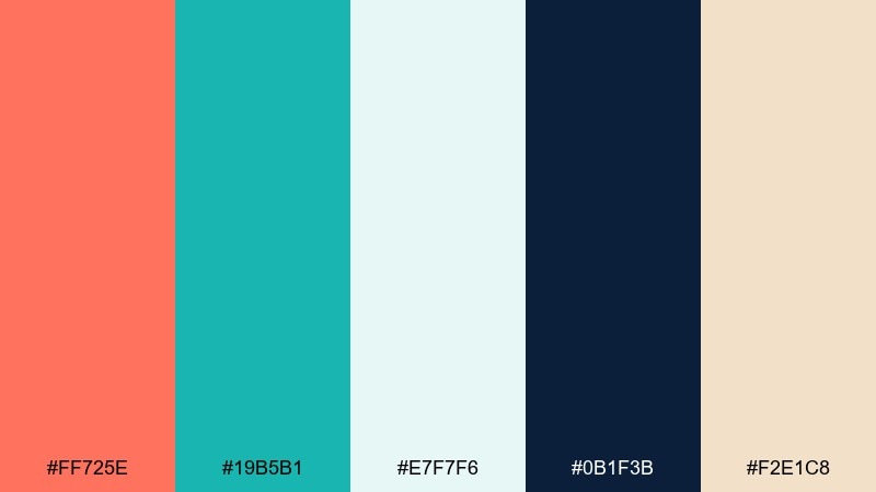 seaside coral teal color palette with hex codes