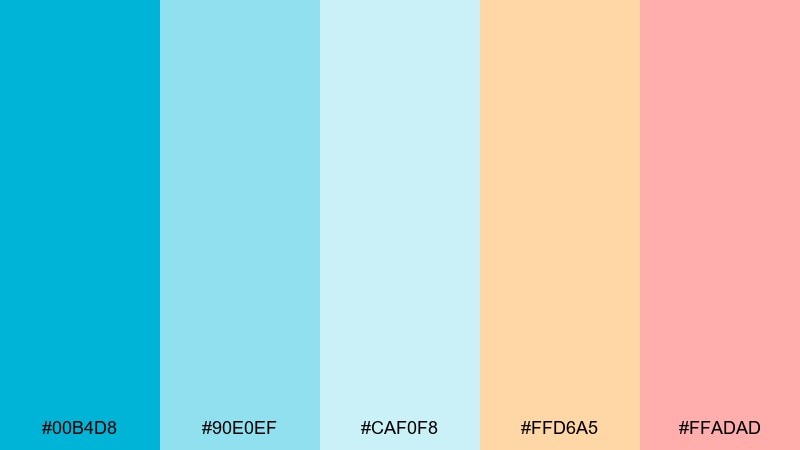 seaside daybreak color palette with hex codes
