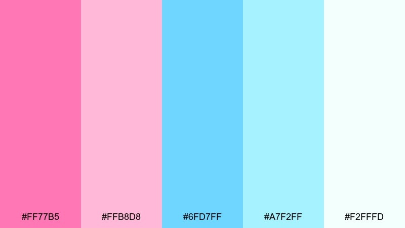 seaside floss cotton candy color palette with hex codes