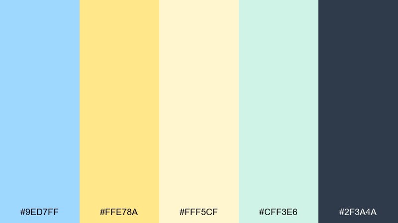 seaside gelato pastel blue yellow color palette with hex codes
