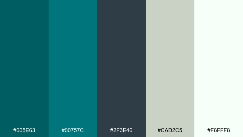 seaside monochrome dark cyan color palette with hex codes