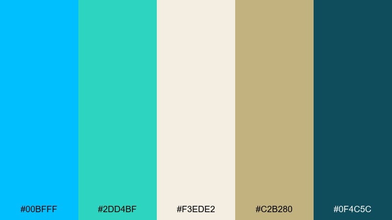 seaside neutrals deep sky blue color palette with hex codes