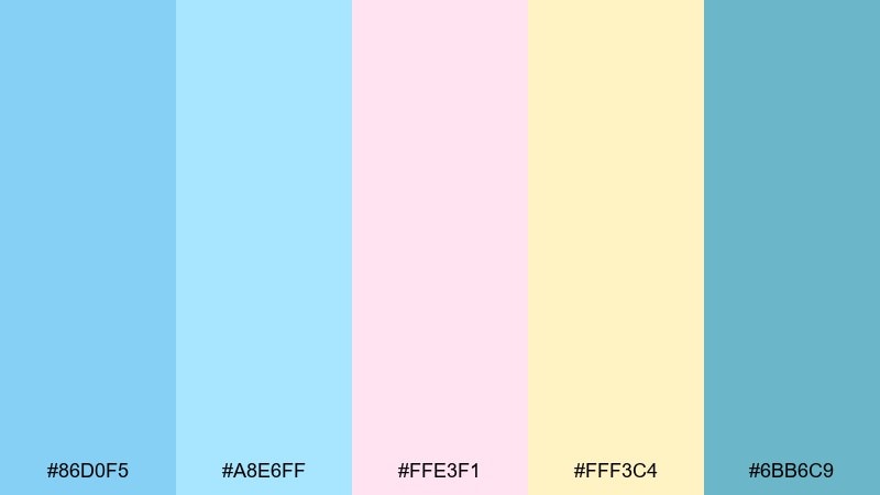 seaside pastel color palette with hex codes