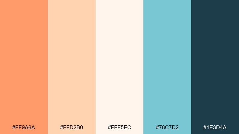 seaside peach color palette with hex codes