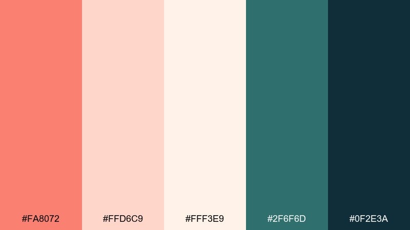seaside salmon salmon pink color palette with hex codes