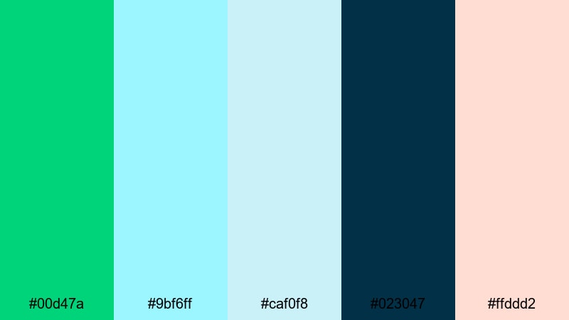 seaside sprout color palette with hex codes