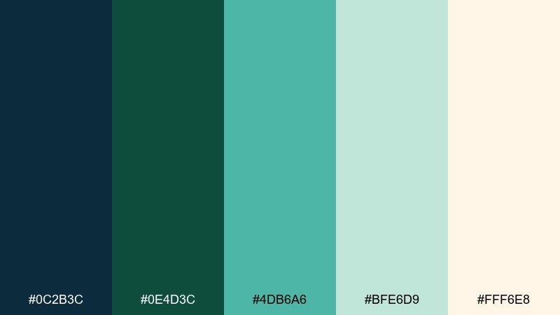 seaweed & sail color palette with hex codes