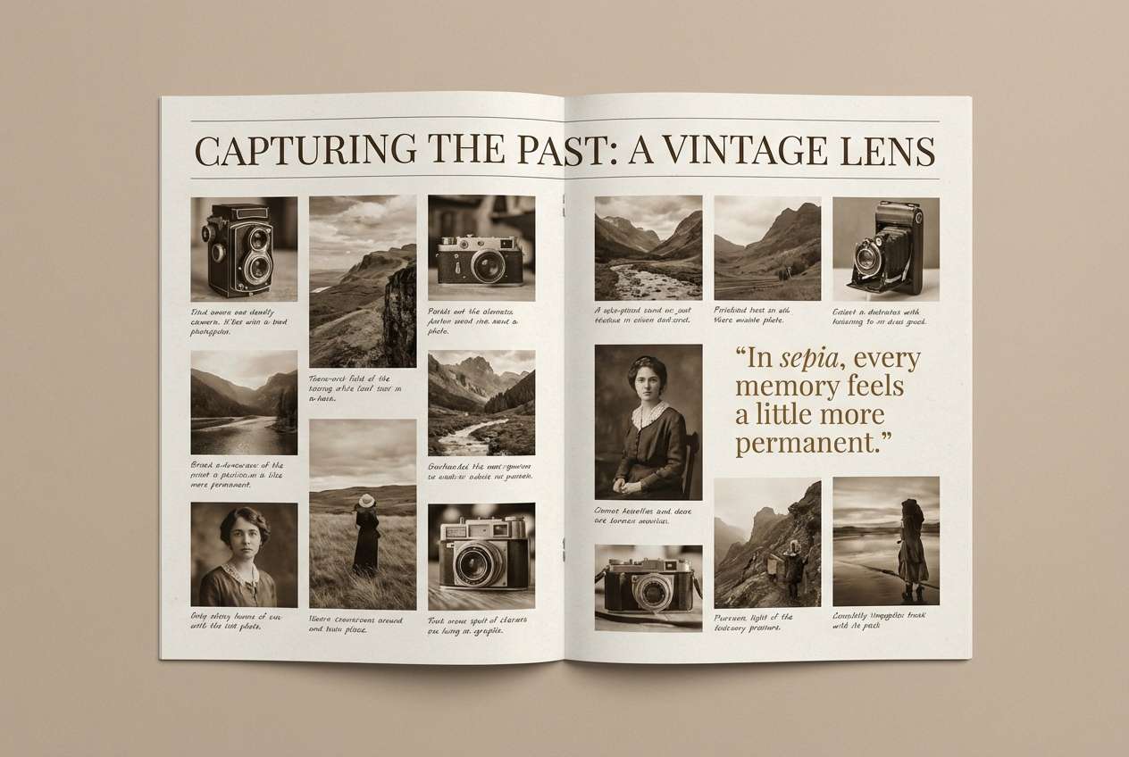 sepia editorial layout