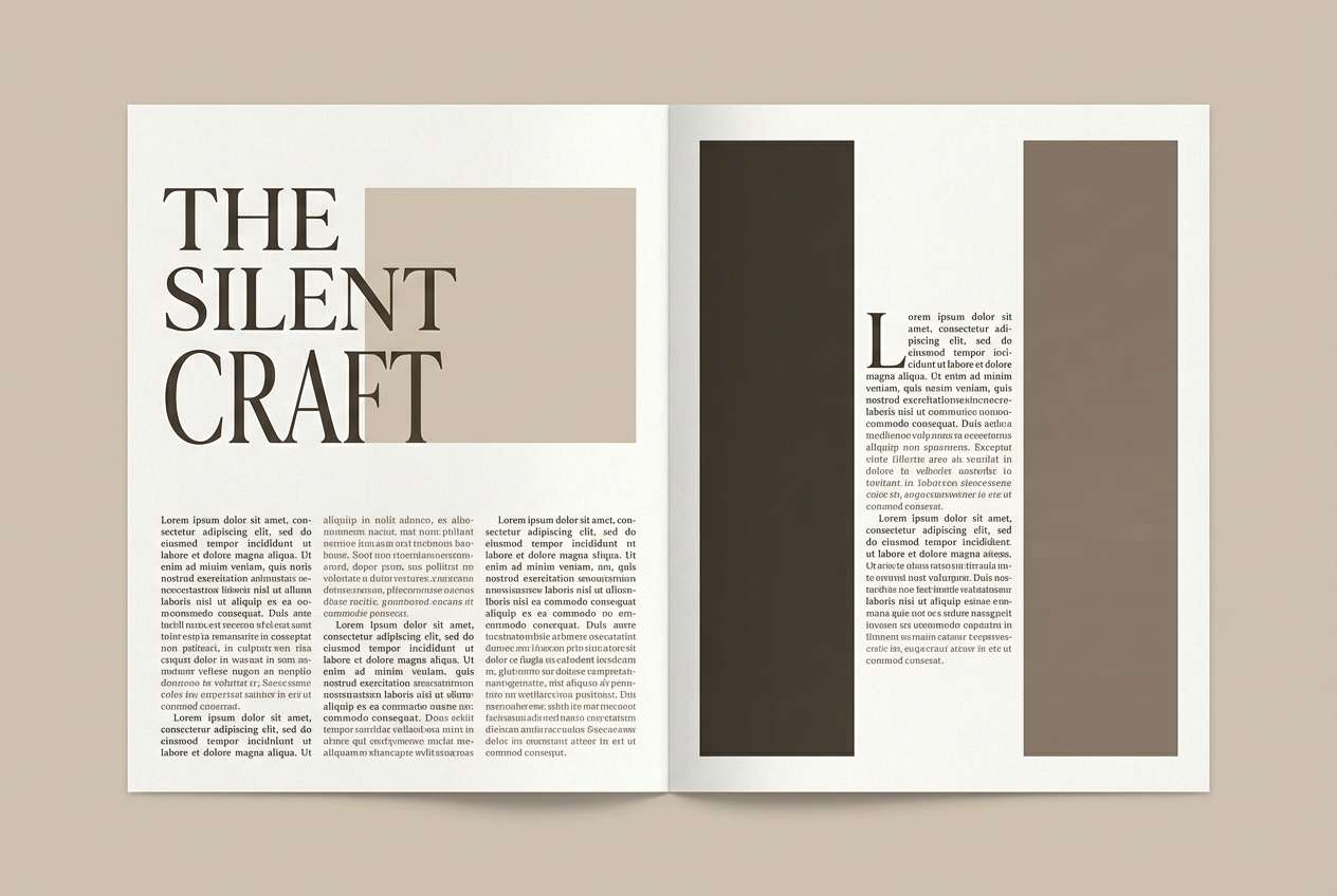 drab color combination sepia editorial spread layout