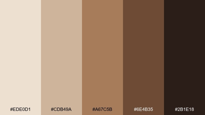 sepia suede color palette with hex codes