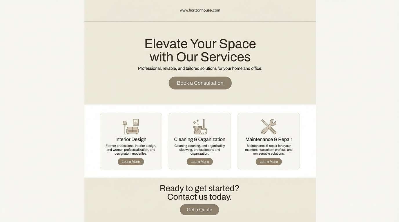 service website homepage