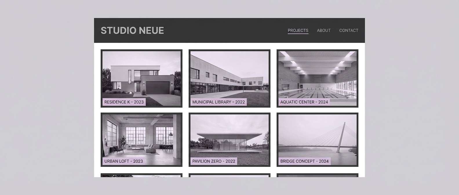 architecture website ui mockup