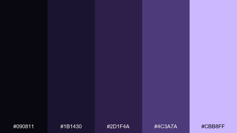 shadow iris black hole color palette with hex codes