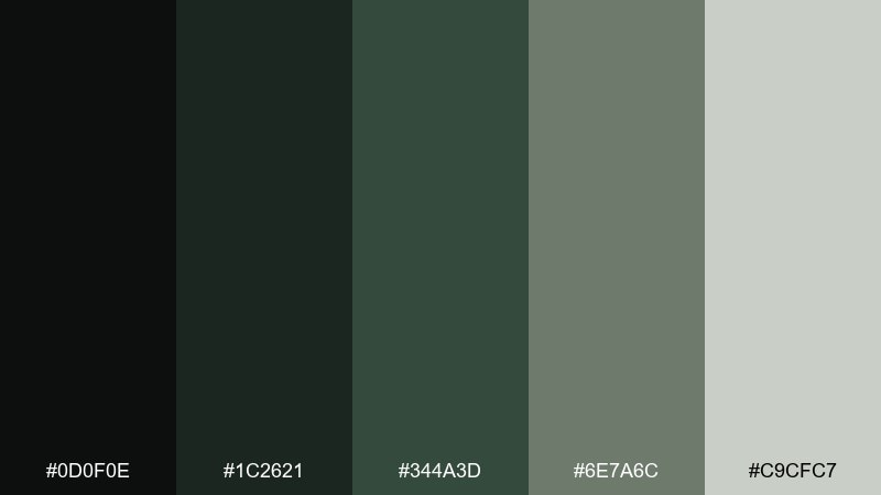 shadowroot magical forest color palette with hex codes